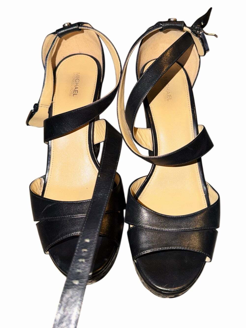 Black Criss Cross Ankle Strap Wedge Michael Kors High Heels